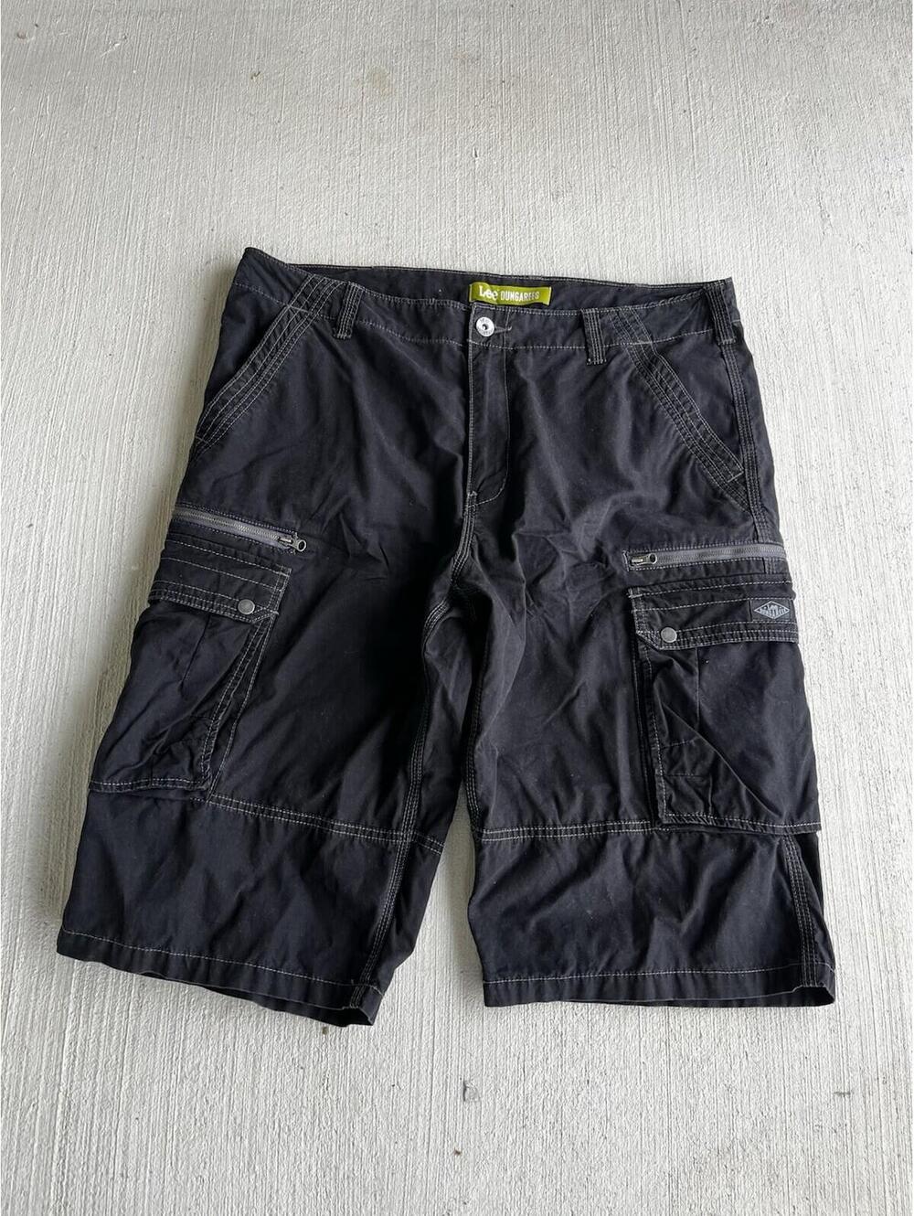 Lee Dungarees Cargo Shorts Mens 38 Black Cotton Utility